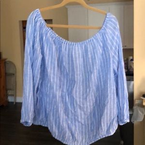 Never worn adjustable off the shoulder linen top